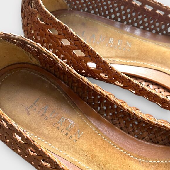 Lauren Ralph Lauren Braided Woven Leather Ballet Flats Sz 9.5 Boho Balletcore - Picture 2 of 8
